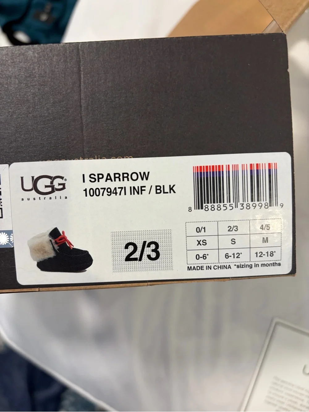 UGG Baby Moccasin Booties with Fur and Red Laces